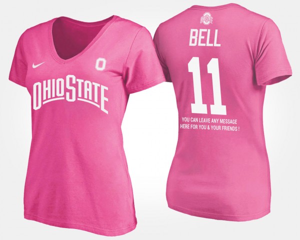 Ohio State Buckeyes Vonn Bell Women's #11 Pink With Message College Football T-Shirt 2404AUEQ2